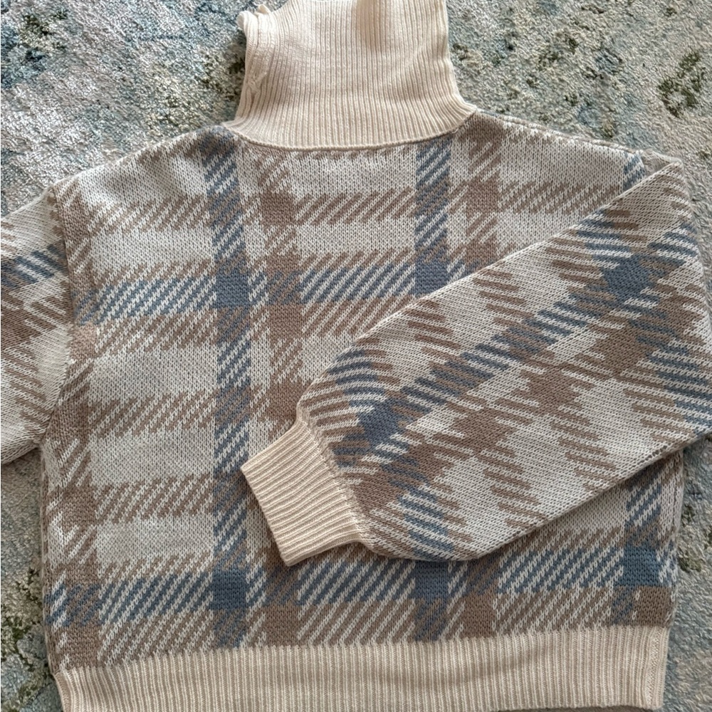 Cream Striped Turtleneck Women’s Sweater